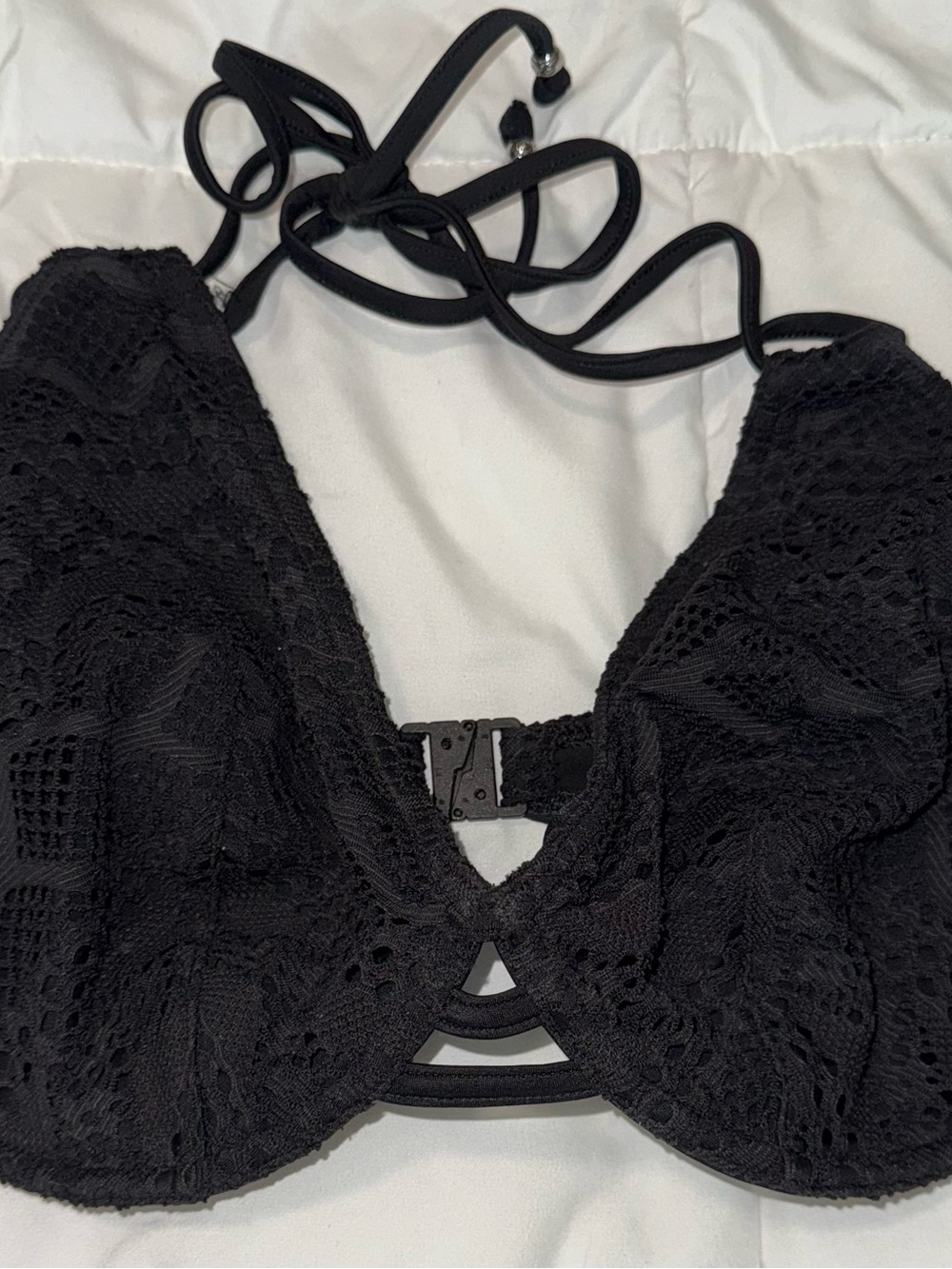 Freya Black Lace Halter Bikini Top